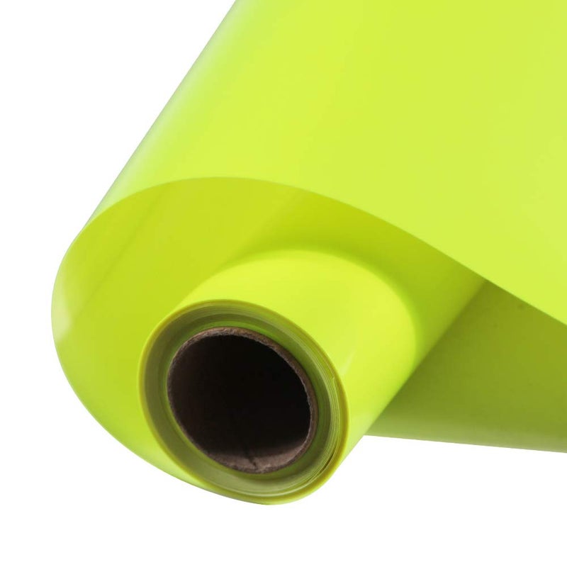 FUNKAKA Neon Yellow HTV Heat Transfer Vinyl Rolls, 12" x 9ft Fluorescent Yellow Iron on Vinyl for T-Shirt, Stretchy PU HTV Vinyl for All Cutter Machines Easy to Cut & Weed for Heat Vinyl Design - Image 1